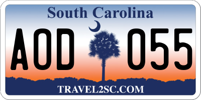 SC license plate AOD055