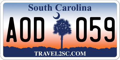 SC license plate AOD059