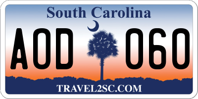 SC license plate AOD060