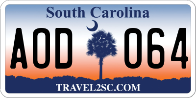 SC license plate AOD064