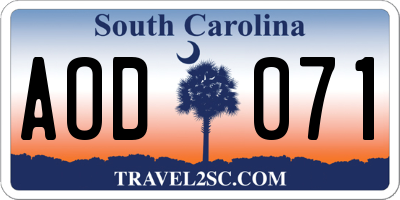 SC license plate AOD071