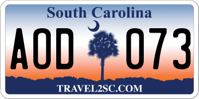 SC license plate AOD073