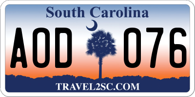 SC license plate AOD076
