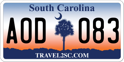 SC license plate AOD083