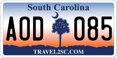 SC license plate AOD085