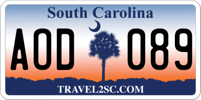 SC license plate AOD089