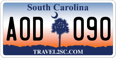 SC license plate AOD090