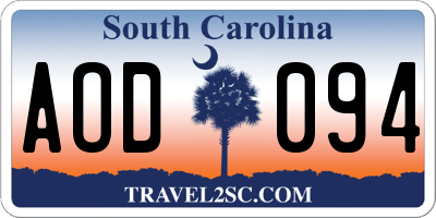 SC license plate AOD094