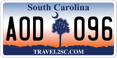 SC license plate AOD096