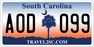 SC license plate AOD099
