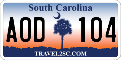 SC license plate AOD104