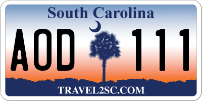 SC license plate AOD111