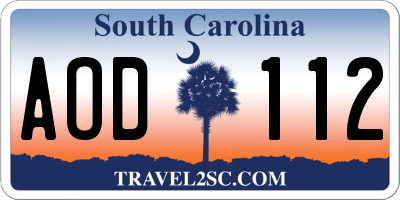 SC license plate AOD112