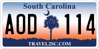 SC license plate AOD114