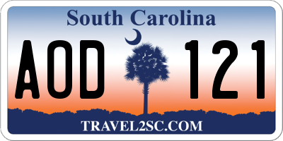 SC license plate AOD121