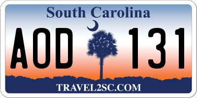 SC license plate AOD131