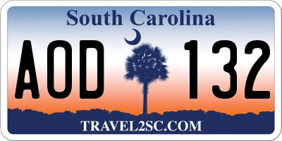 SC license plate AOD132