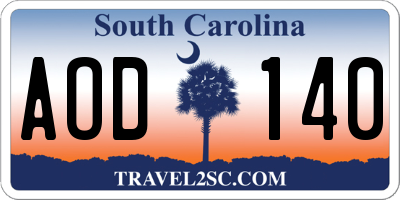 SC license plate AOD140