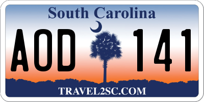 SC license plate AOD141