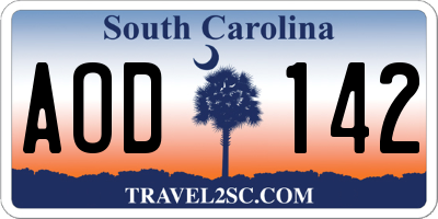SC license plate AOD142