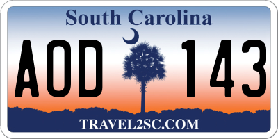 SC license plate AOD143