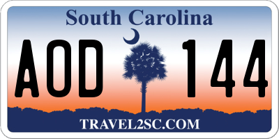 SC license plate AOD144