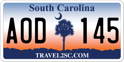 SC license plate AOD145