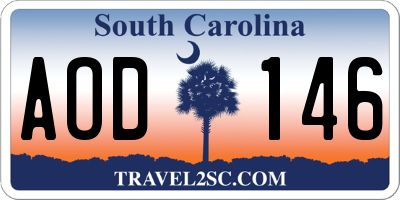 SC license plate AOD146