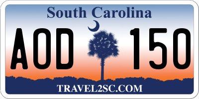 SC license plate AOD150