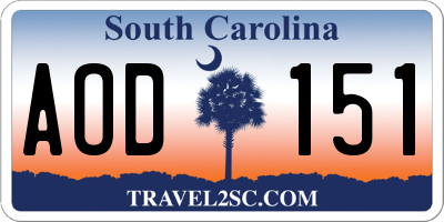 SC license plate AOD151