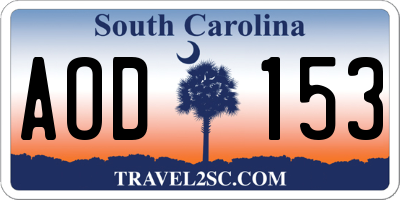 SC license plate AOD153