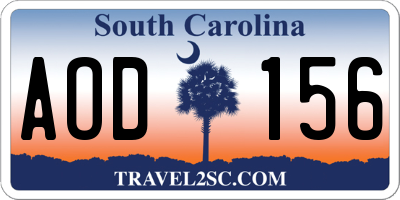 SC license plate AOD156