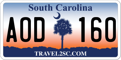 SC license plate AOD160