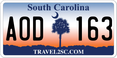 SC license plate AOD163