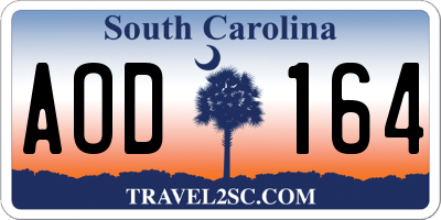 SC license plate AOD164
