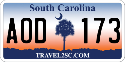 SC license plate AOD173