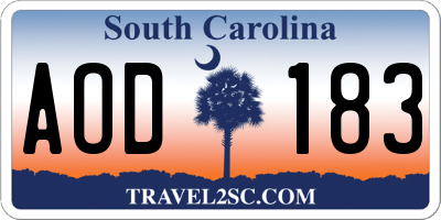 SC license plate AOD183