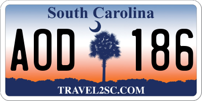 SC license plate AOD186