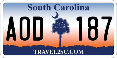 SC license plate AOD187