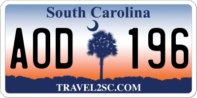 SC license plate AOD196