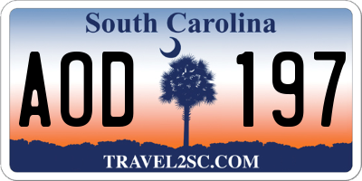 SC license plate AOD197