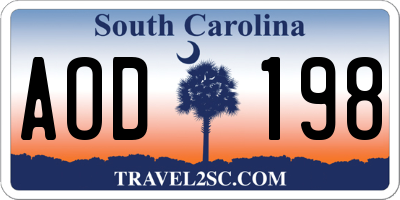 SC license plate AOD198