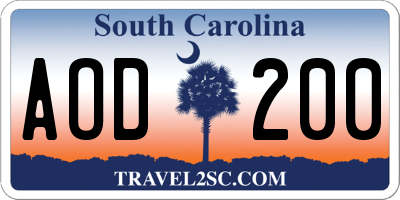 SC license plate AOD200