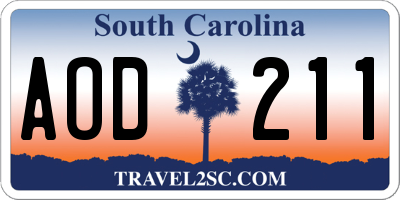 SC license plate AOD211