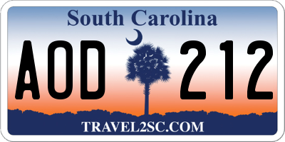 SC license plate AOD212