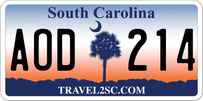 SC license plate AOD214