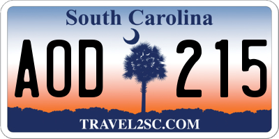 SC license plate AOD215