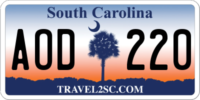 SC license plate AOD220