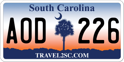 SC license plate AOD226