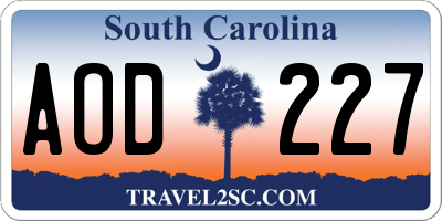 SC license plate AOD227